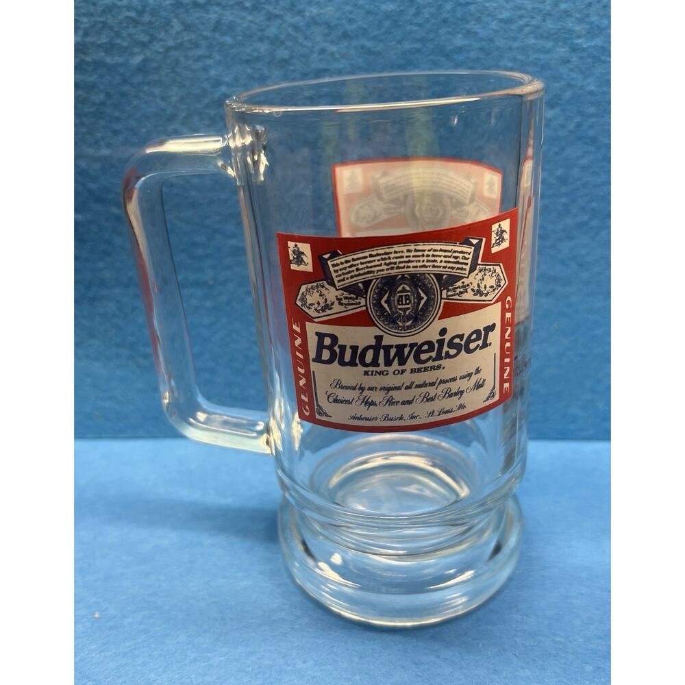 Vintage Budweiser Anheuser Busch Beer Mug Stein Glass 6”‎ Tall